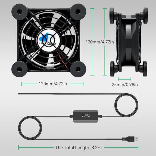Image of 80mm USB Fan, USB Computer Fan with 3 Speeds Controller Small PC Cooling Fans for Case Server Receiver Router DVR Xbox Cooler, 2Pcs
