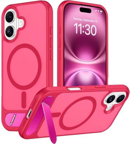 Image of Magnetic Compatible with iPhone 16 Plus Case, [Built-in Invisible Kickstand][Compatible with MagSafe][Military Grade Shockproof] Slim Translucent Matte Phone Case for iPhone 16 Plus 6.7 inch