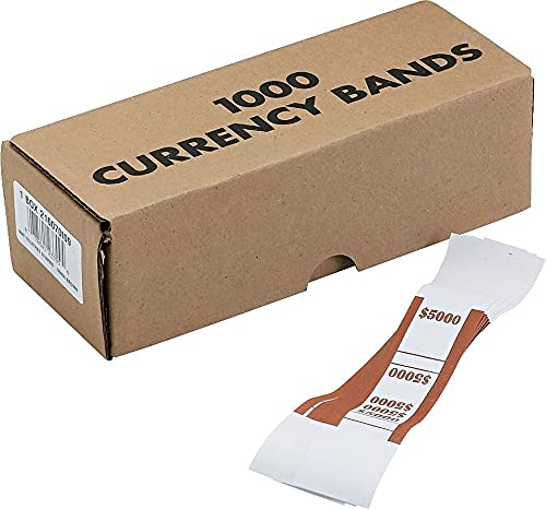 Coin-Tainer 405000 Currency Straps, Brown, $5,000 in $50 Bills, 1000 Bands/Pack