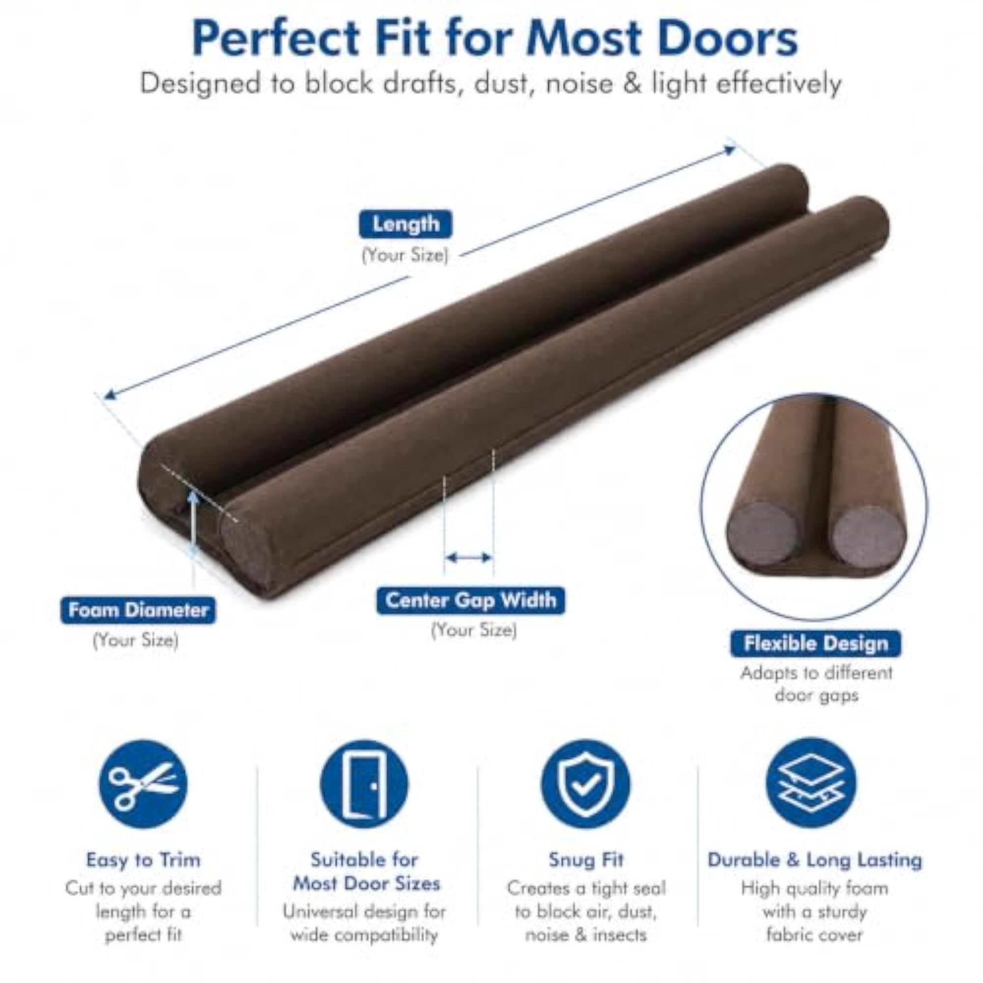 Double-Sided Door Draft Stopper Under Door Gap Filler