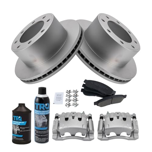 Image of TRQ Rear Brake Pad, Caliper, & Rotor Kit, with Chemical Kit Ceramic Premium G-Coated Compatible with 2008-2012 Ford F-250 Super Duty 2006-2012 F-350 Super Duty