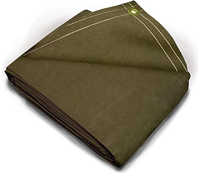 Tarps Now 30x30 ft Heavy Duty Canvas Tarp | 20 MIL Commercial Grade, Tear Resistant, Reinforced Edges, Brass Grommets | Ideal for Construction, Trucking, Manufacturing, Automotive – Olive Color