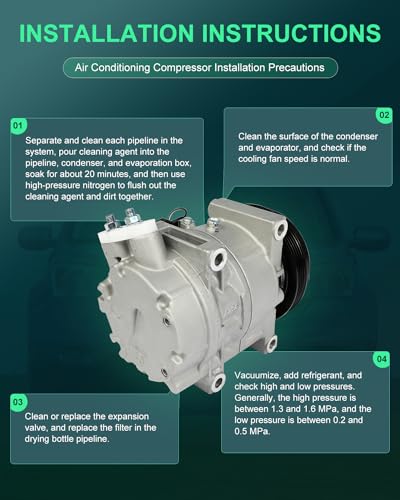 Image of SCITOO AC Compressor fit for INFINITI for QX4 3.5L 2001-2003 | Fast Cooling, Ultra Low Noise (≤72 dB)Air Conditioner Compressor with Clutch, Easy Installation, 926004W000 926004W00A