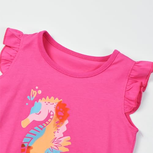 Image of HILEELANG Toddler Girl Summer Short Outfit Sets Cotton Short Sleeve Tops Tees Shorts Clothing Sets