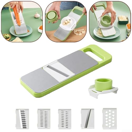 Cortador manual de vegetales 5 en 1 con cuchillas de acero miniatura 4