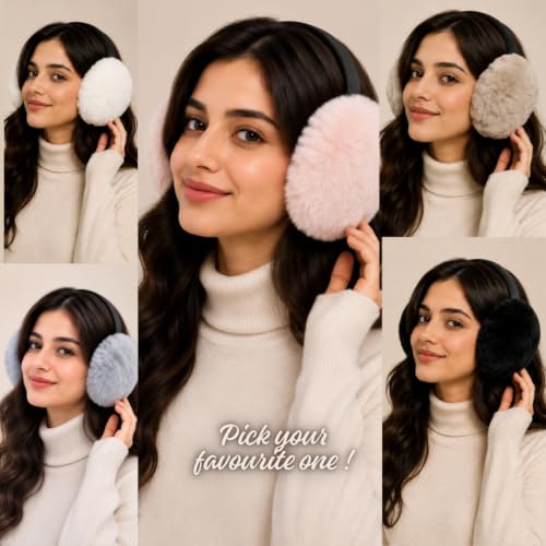Image of Faux Fur Ear Muffs for Women, Fluffy Plush Winter Earmuffs