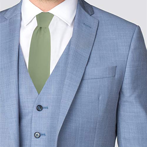Boxed-Gifts Umo Lorenzo Classic Necktie Sage Solid Color Polyester Material And Wide Fit Satin Finish For Men… thumb #5