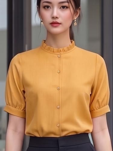 Image of Style Quotient Women Solid Beige Regular Fit Flex Formal Shirt