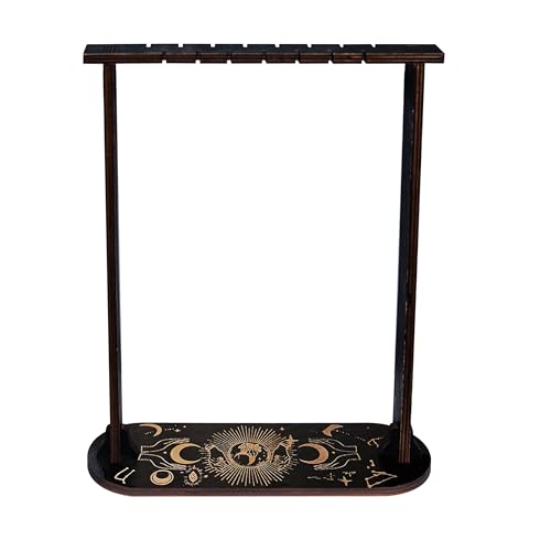 Wooden Jewelry Display Stand for Crystal Pendants, Necklace Holder Rack with Moon Phase Design...