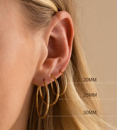 12 Pairs 14K Gold Plated Hoop Earrings for Women Non Tarnish - image 7
