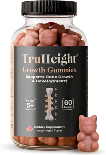 TruHeight Growth Gummies (Watermelon) Tall Nutrition for Natural Growth Supplement for Kids & Teens - Vitamin D K Calcium & Ashwagandha Bone Strength Vitamins D3 K2 Picky Eater Taller Ages 5+