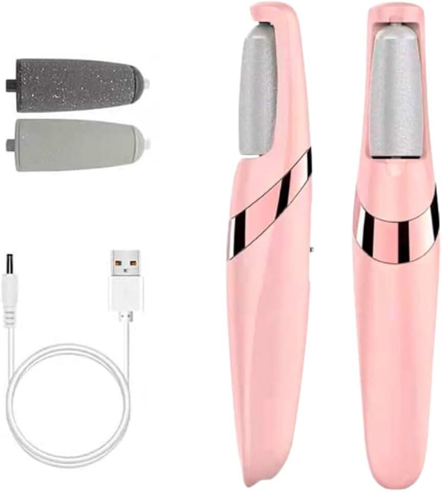 Lixa de Pé Elétrica com Bateria Recarregável e Controle de Velocidades Removedor de Calos para Pés Com Lixa Extra Portátil Spa dos Pés Raspador (Rosa)