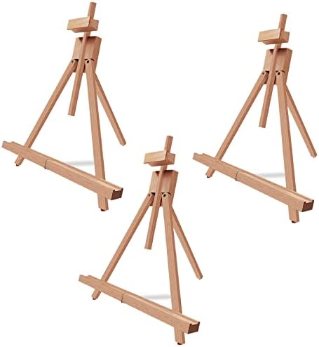 Miratuso Art Easel A-Frame Painting Easel, Wood Display Stand Holding Canvas Up to 21" High, Portable Tabletop Easel and Sign Holder, Folding Travel Easel, Easy to Carry