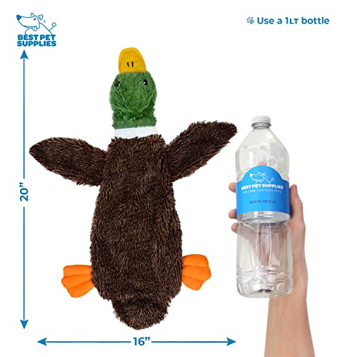 Image of Best Pet Supplies 2-in-1 Stuffless Squeaky Dog Toys with Soft, Durable Fabric, No Stuffing for Indoor Play, Holds a Plastic Bottle - Large (Duck, Deer, Monkey, Pig, Squirrel)