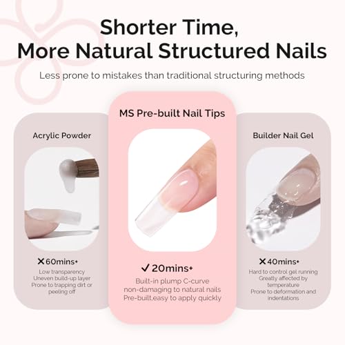 Image of MelodySusie Square Gel Nail Tips Kit-300Pcs Pre-Building Apex Fake Nail Tips 20g Solid Nail Glue Gel,Half Matte Full Cover Clear Acrylic Nail,15Sizes Thick Strong Long Lasting for Home DIY&Salon