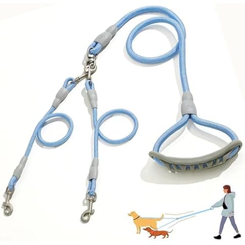 AKEISHE Two Dog Leash - No Tangle, 360° Swivel Double Leash for Walking Two Dogs, Double Dog Leash for Medium & Small Dogs Detachable Design for Effortless Walks and Control Cover