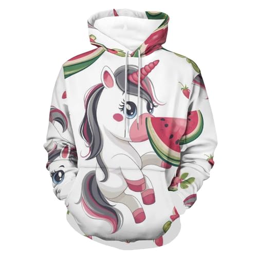Sweat à capuche licorne pastèque pour homme et femme en taille S