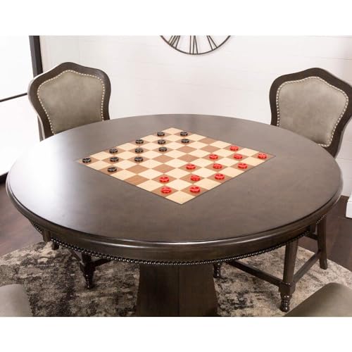 425roundcounterheightdiningchessandpokertablereversible3in1gametopdistressedgraywood Urban Country Home Decor 425 round counter height dining chess and poker table reversible 3 in 1 game top distressed gray wood urban country home decor
