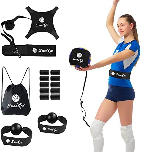 SuooTci Volleyball Training Equipment, Adjustable Volleyball Spike Training System Improves Serving, Jumping, Arm Swing Mechanics and Spiking Power, Perfect Volleyball Gift and Volleyball Equipment
