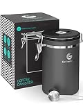 Coffee Gator Stainless Steel Coffee Grounds and Beans Container Canister with Date-Tracker, CO2-Rele