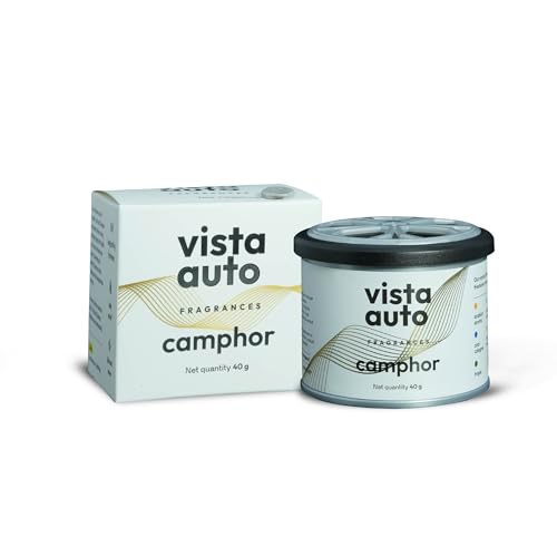 Image of Vista Auto Camphor Car Air Freshener 40g | Long Lasting Subtle Fragrance | Odor Remover & Neutralizer | Dashboard & Cup Holder Compatible