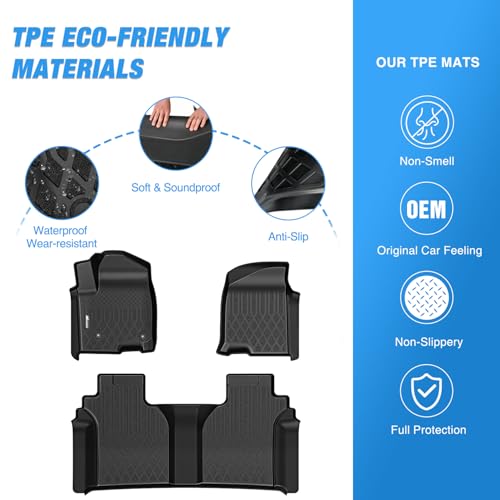 Image of Nilight Floor Mat for Chevy Silverado GMC Sierra 1500 Crew Cab 2019-2026 | Silverado GMC Sierra 2500HD 3500HD 2020 2021 2022 2023 2024 2025 2026 All Weather Custom Fit Heavy Duty Floor Liners
