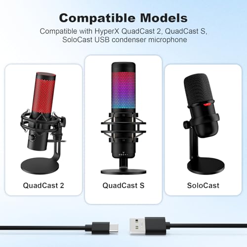 Image of USB Type C Data Charging Cable Cord Compatible with HyperX QuadCast 2, SoloCast, QuadCast S USB Condenser Gaming Microphone 10Ft