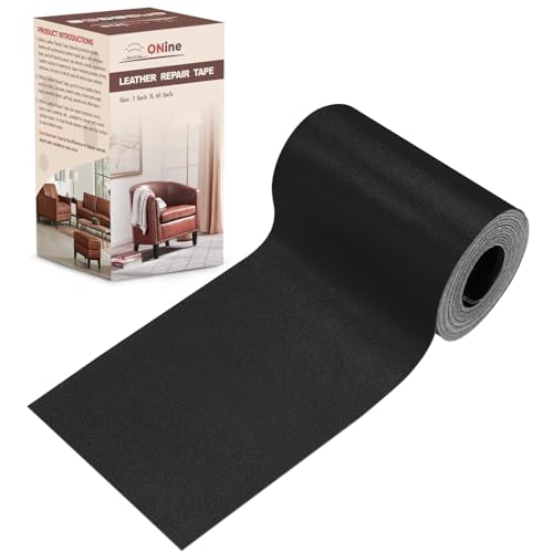 Image of ONine Leather Repair Patch,Leather Repair Tape, 3 x 60 inches Leather Repair Patch for Furniture,Vinyl Repair kit,Leather Couch Patch,for Sofas, Furniture, car Seats(Black-Fine Grain)