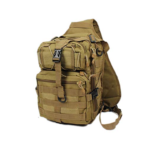 Hebetag Sling Bag Hiking Backpack for Men Women Travel Outdoor Tactical Military Camping Walking Mountain Climbing Crossbody Shoulder Pack Casual Ruckpack Khaki
