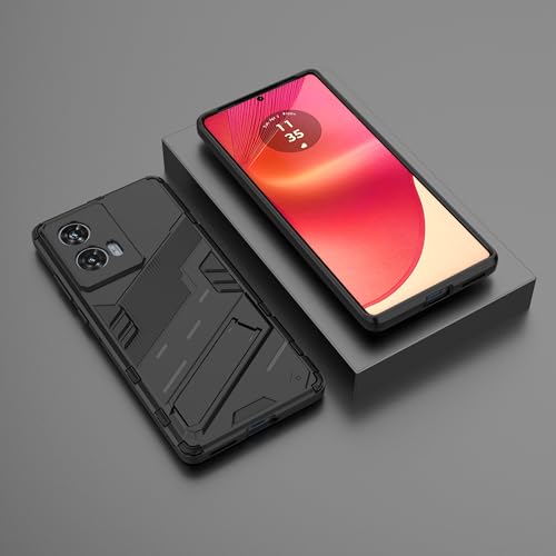 Image of Back case Plastic Shock Proof & Kickstand with Camera Protection Hybrid Back Cover Case for Motorola Edge 50 Fusion, Motorola G85 5G (Black)