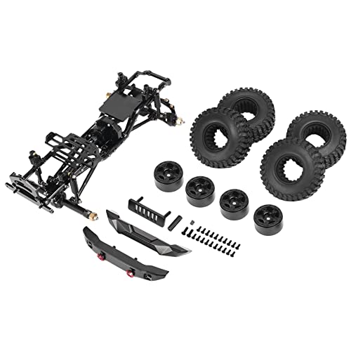 Wresetly Kit de chasis de aleación de aluminio para Axial SCX24 AXI00006 1/24 RC Crawler Car Upgrade Parts, Negro