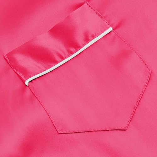 Kids 2pc Silky Satin 𝐏ajamas Sets Short Sleeve Button down Shirts Shorts 𝐏𝐉 Outfits Thin Soft Boys Girls Sl𝐞epwear3