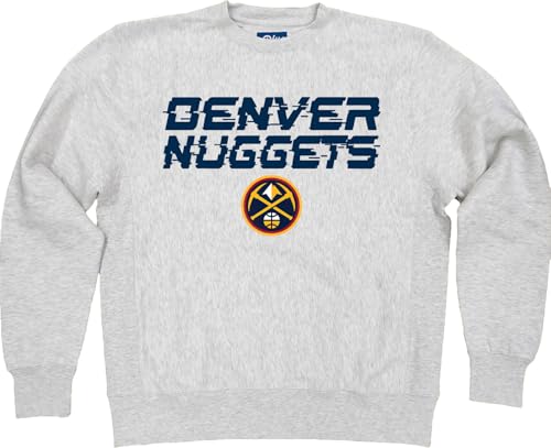 Blue 84 Denver Nuggets NBA Officially Licensed Crewneck Sweatshirt Heavyweight, Large Ash Heather