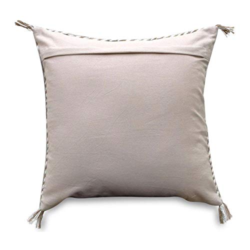 Fabhub Sabra Pillow Cover Nur, 20"X20" 100% Soft Linen, Brown Boho Decorative Pillow Case, Moroccan Handcrafted Throw Pillow With Tassels #TOP4