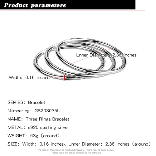 H&Beautimer 925 Sterling Silver Italian Handmade Minimalist 4MM Bracelet for Women Charm Jewelry 60-65MM Bangle 1/2/3 Set Birthday Gift2