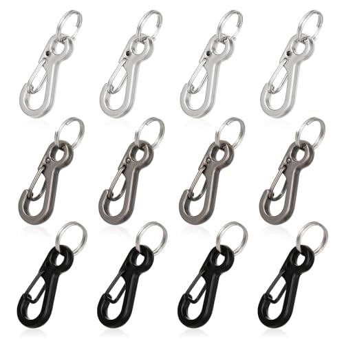 12 Sets Mini-Karabinerhaken Klein Karabiner Schlüsselanhänger Mit Metallfeder Set 2.5 cm Abnehmbare Karabinerhaken Schlüsselanhänger Ringe Für Rucksack Hundeleine Angeln