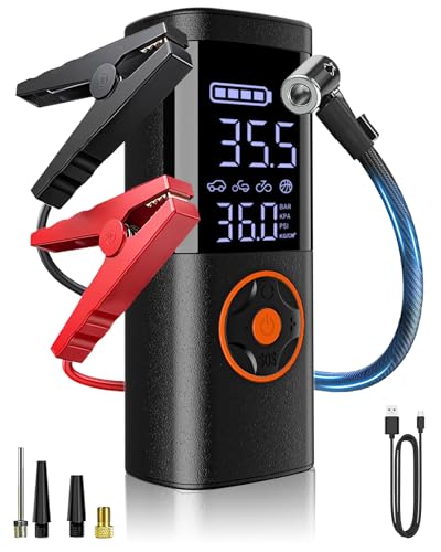 Jump Starter, Car Battery Jump Starter LED Display, 24000mAh Portable Jump Starter Battery Pack with Booster, LED Light, - Detailed View