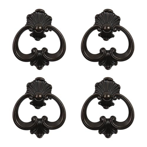 Chinflly Vintage Ring Pulls, Zinc Alloy Cabinet Drawer Pulls Handle with Screws for Dresser Wardrobe Cupboard, 4 Packs by Chinflly - Used condition - US$14.56