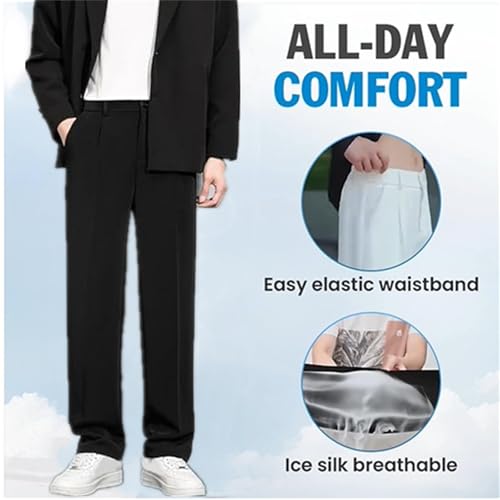 Fleurosta Stretch Waist Ice Silk Pants, Easemotions - Super Stretch Ice Silk Comfort Everyday Pants4