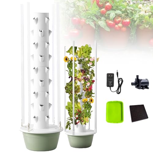 Atwynd Torre Hidropónica con Luces LED de Cultivo, Bomba y Depósito de Agua Móvil, Kit de Cultivo Vertical Doméstico para Fresas y Verduras 9Layer-LED