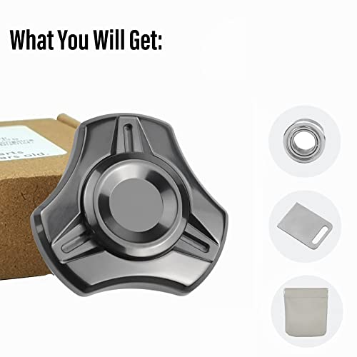 Image of FREELOVE Premium Metal Fidget Spinner for Adults, Stainless Steel Heavy Silent Spinner with Precision Bearing, Small Office Desk Toy & EDC for Stress Relief Focus ADHD, Mini Zirconium Alloy Black