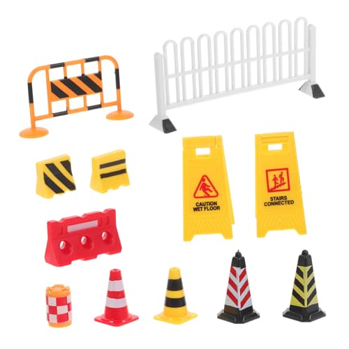 DECHOUS Mini Barricade Toys Roadblock Model Set Piece Miniature Traffic Signs for Creative Play and Learning