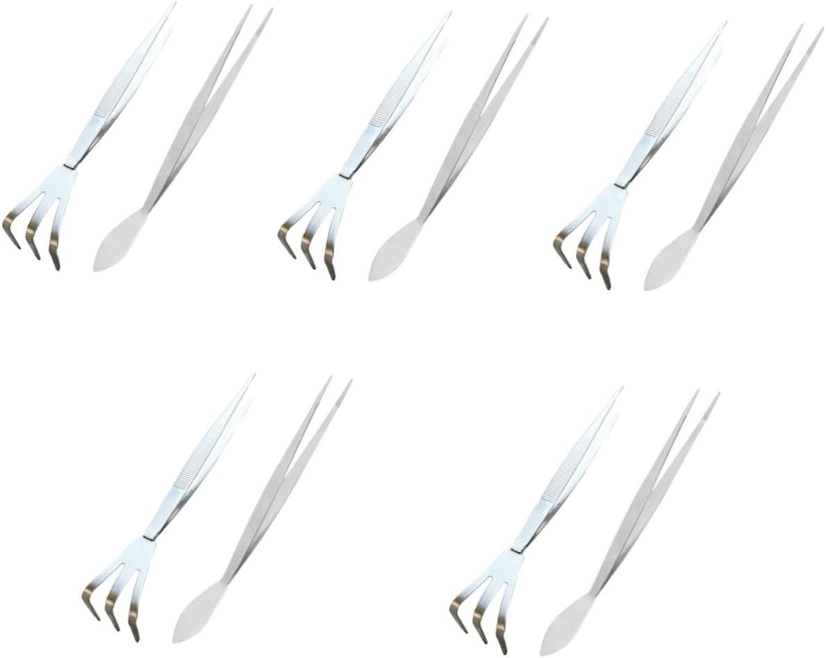 HANABASS 10 Pcs Bonsai Tweezers Stainless Steel Spatula Stainless Spatula Tweezers for Crafts Hand Trowel Bonsai Shears Pruning Shear Portable Multifunctional Tweezers Tweezers with Handles