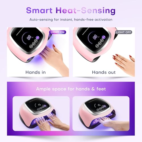 Image of UV Nail Lamp, 180W LED Nail Dryer for Gel Polish, Touch Screen, 42 Beads