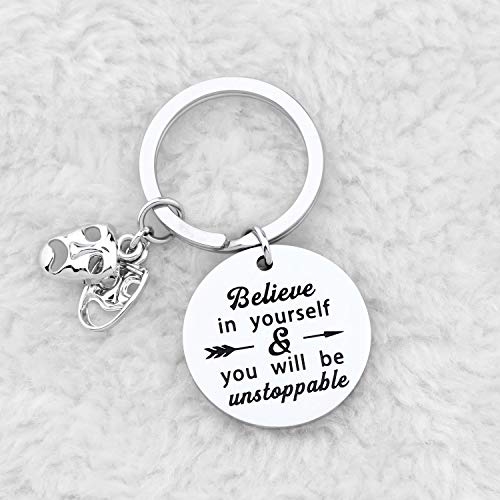 Image of BAUNA Actor Gifts for Theatre Tragedy Comedy Mask Thespian Mask Charm Bracelet Musical Theatre Gift for Actor Acting Director Theater with Inspirational Quote