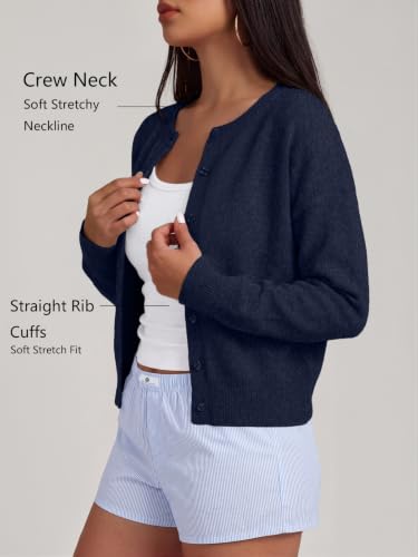 Image of Trendy Queen Cropped Cardigan Sweaters for Women Fall Fashion Clothes 2026 | Lightweight Knit Button-Down, Y2K Open-Front Layering Piece for Fall, Spring & Office Wear