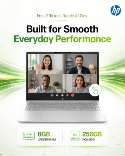 Image of HP OmniBook 3 16 inch Laptop PC, 2K IPS Touchscreen, AMD Ryzen 5 40, 8 GB LPDDR5 RAM, 256 GB SSD, AMD Radeon 610M GPU, Windows 11 Pro, Wi-Fi 6, Glacier Silver