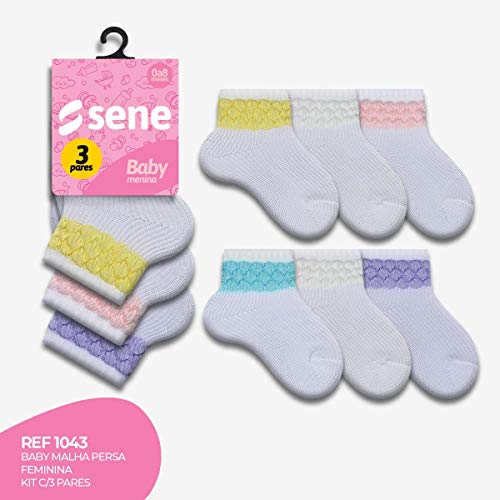 Kit 12 Pares Meias Bebe Menina Baby Malha Persa