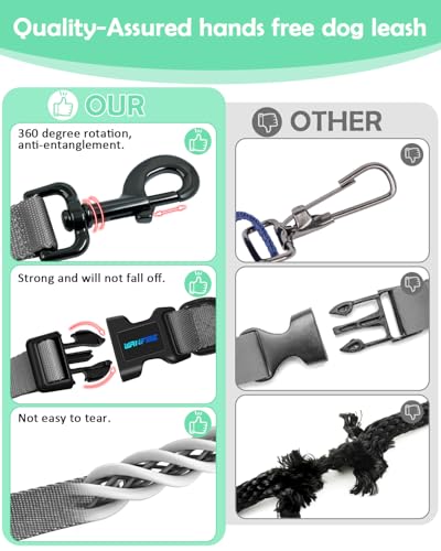 WANFIRE Freihandleinen für Hunde, Hundeleine für Mittelgroße Hund,Joggingleine Hunde Zum Gehen Joggen Laufen Training Dog Leash. (1.5-2.7m)