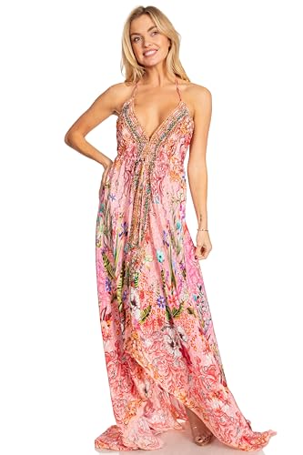 Image of Sakkas Lizi 2025 Womens Maxi High-Low Halter Handkerchief Long Dress Beach Party